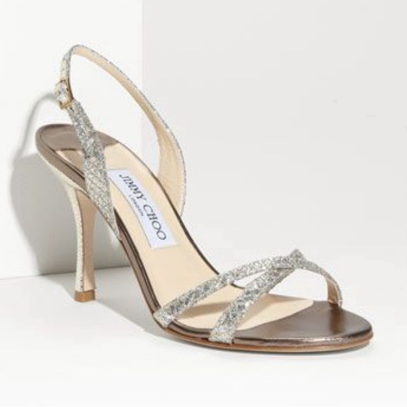 Jimmy Choo Champagne Glitter Sandals Pumps, size 36 - Picture 2 of 7